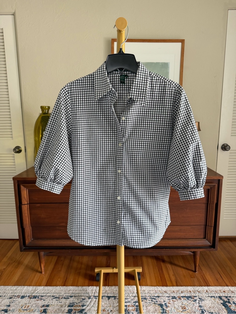 Ralph Lauren Black & White Gingham Button-Up Shirt